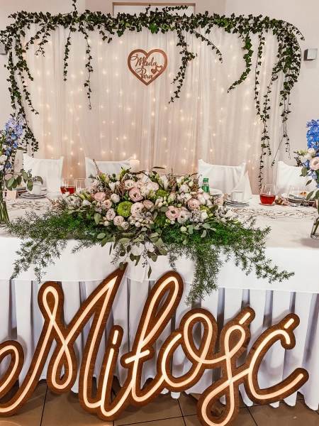 stół pary młodej — Restauracja Rubinowa — Sala weselna · Koszęcin